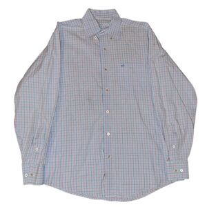 Southern Tide Blue and white plaid button-up shirt